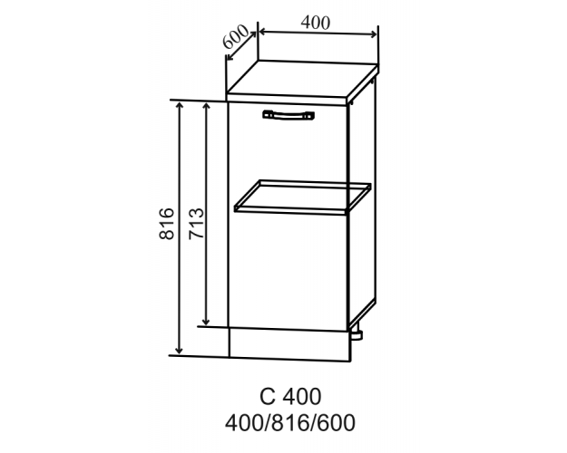 Ройс С 400 Шкаф нижний (Вино софт/корпус Серый)