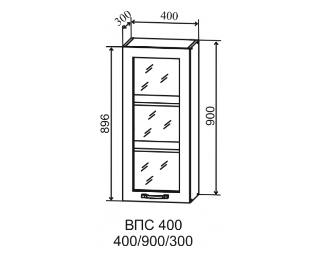 Гарда ВПС 400 шкаф верхний со стеклом высокий (Серый Эмалит/корпус Серый)