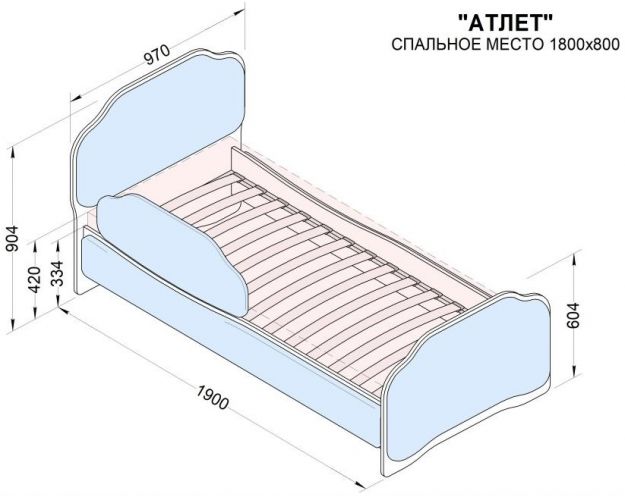 Кровать 180 Атлет 74 жёлтый (мягкий бортик)