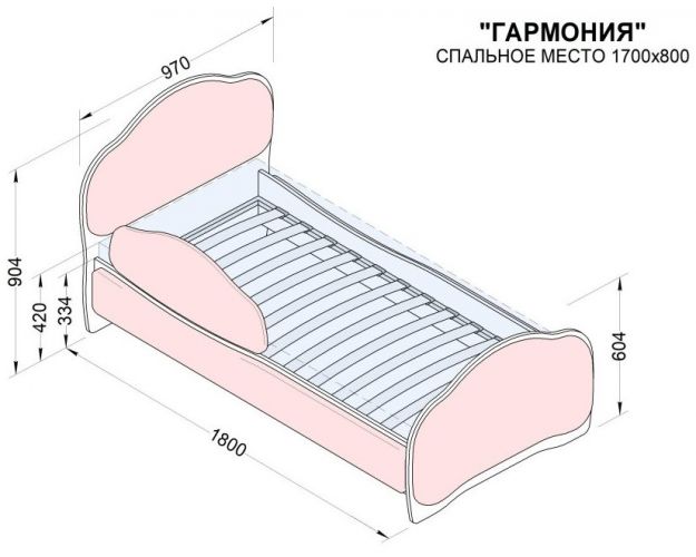 Кровать 170 Гармония 81 Фисташка (мягкий бортик)