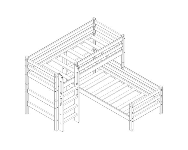 Кровать Соня вариант 7 угловая с прямой лестницей Лаванда