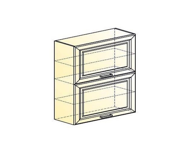 Мишель Шкаф навесной L800 Н900 (2 дв. гл. гориз.) (эмаль) (белый/серый)