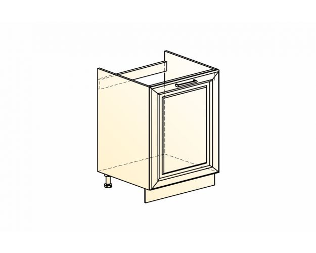 Монако Шкаф рабочий под мойку L600 (1 дв. гл.) (Белый/Охра матовый)