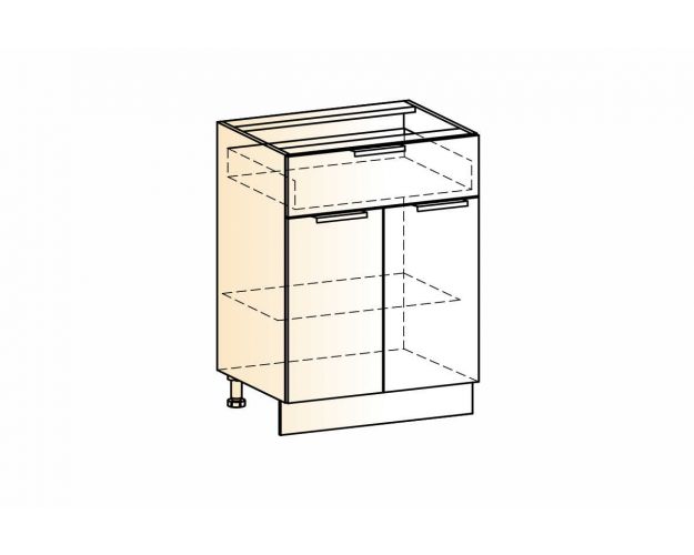 Стоун Шкаф рабочий L600 (2 дв. гл. 1 ящ.) (белый/джелато софттач)