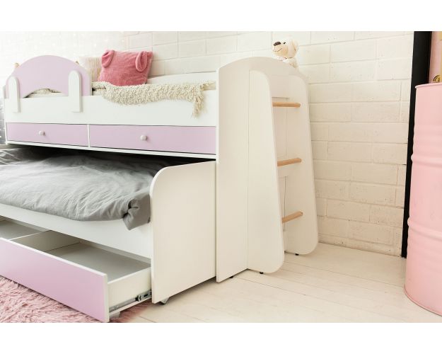 Кровать детская Колибри-1 1.8 Белая шагрень/Лиловый