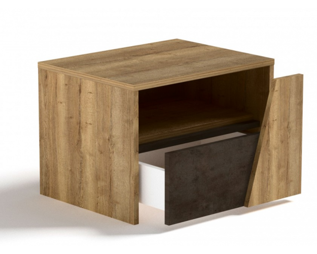 Тумба прикроватная Ницца скос справа дуб бунратти / камень темный