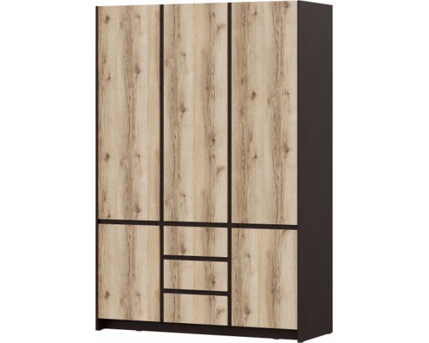 Модульная система "Прага" Шкаф для одежды трехстворчатый Дуб Венге/Дуб Делано в Новосибирске