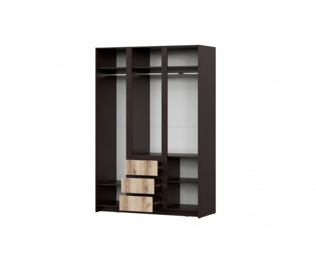 Модульная система "Прага" Шкаф для одежды трехстворчатый Дуб Венге/Дуб Делано в Новосибирске