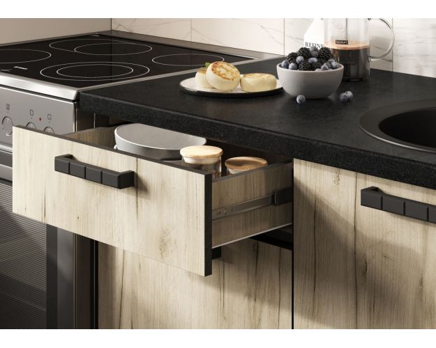 Кухня Эдинбург ЛДСП 1.0 (дуб крафт серый/крафт серый, железный камень)