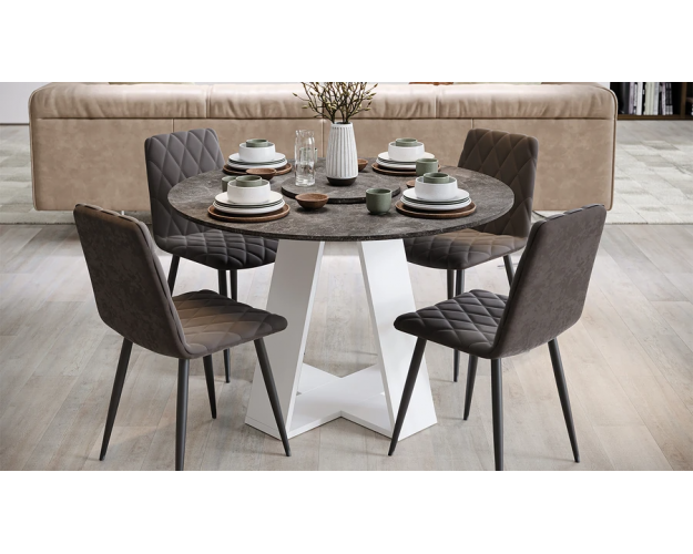 Стол обеденный Райнер тип 1 белый / ателье темный