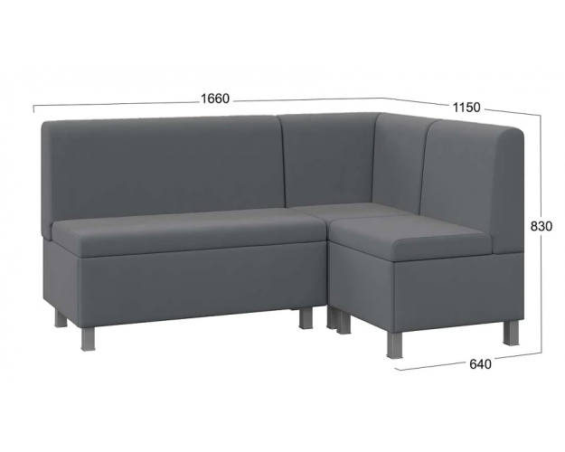Диван угловой Каир ГН №1 исп.2 велюр Camaro 18 серый