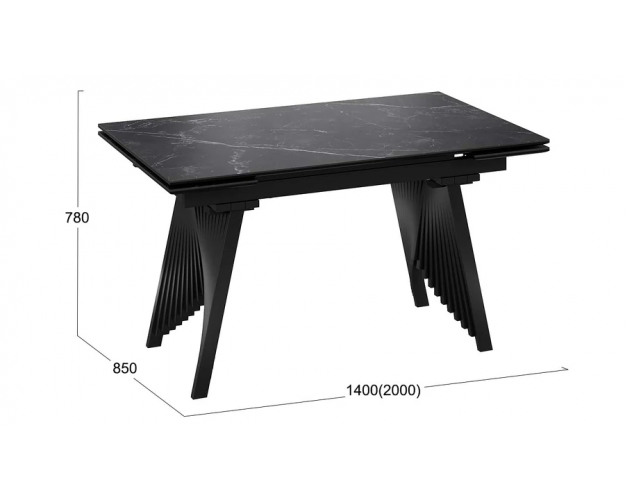 Стол обеденный Шелдон тип 1 черный муар / черный мрамор