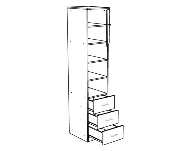 Шкаф-пенал №1 (полуоткрытый) Белое дерево/Ирис